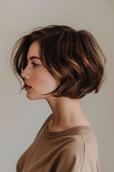 Wavy French Bob Without Bangs, Curly French Bob Without Bangs, Short Bob Thick Wavy Hair, Dark Blonde French Bob, Short Bobs 2024, French Bob Without Bangs, Short Bob Hairstyles For Fine Hair 2024, French Bob Fine Hair, Ear Length Bob