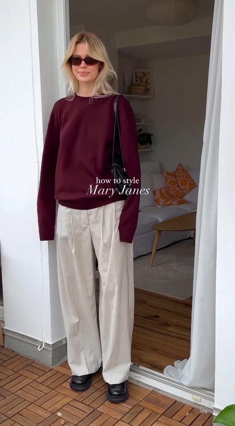 Linda Sza Outfits, Modest Everyday Outfits, Modest Outfits Winter, Burgundy Sweater Outfit, Linda Sza, Modest Casual Outfits, Models Off Duty Style, Autumn Fits, Looks Street Style