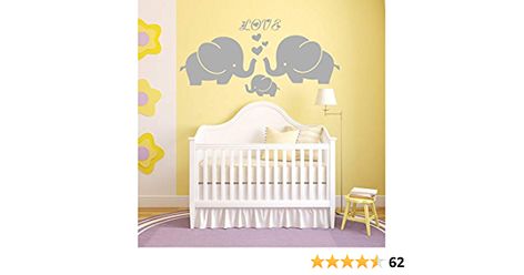 Amazon.com: Large Cute Elephant Family with Hearts Wall Decals Baby Nursery Decor Kids Room Wall Stickers, (Large)40''W x19''H, Grey : Baby Yellow Nursery Decor, Room Wall Stickers, Diy Kids Room Decor, Elephant Baby Shower Decorations, Grey Nursery Decor, Heart Wall Decal, Nursery Stickers, Nursery Art Set, Kids Room Wall Stickers