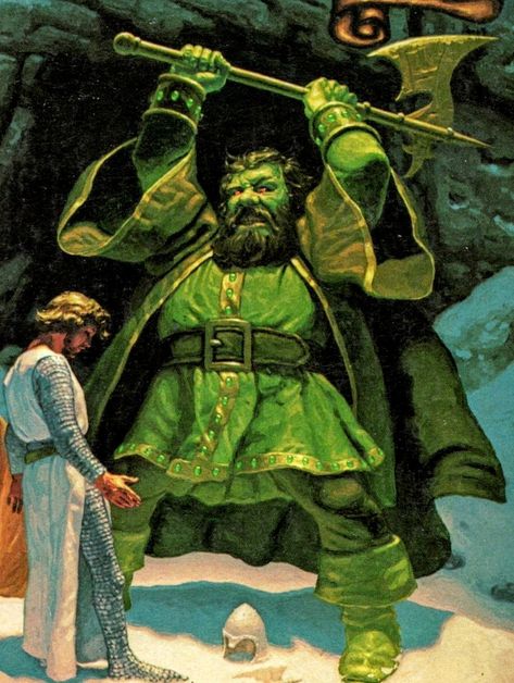 The Green Knight Green Knight Aesthetic, Sir Gawain And The Green Knight Art, Green Knight Fantasy Art, Hedge Knight Art, Medieval Knight Painting, Star Trek Comics, Gawain And The Green Knight, Brothers Hildebrandt, Sir Gawain