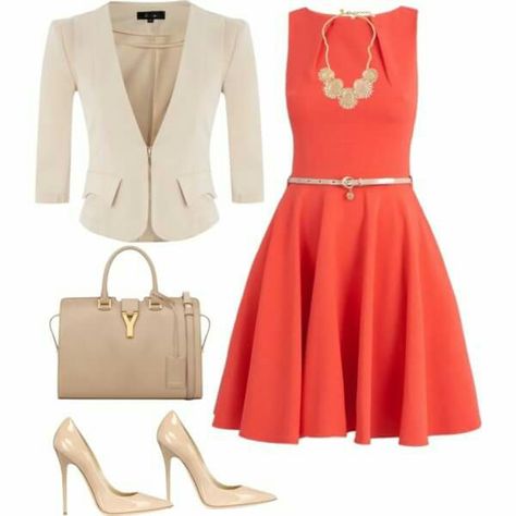 Kk Coral Dress Outfit, Dresses Holiday, Stylish Blazer, Chique Outfits, Blazer Outfit, Coral Dress, Pretty Dress, Luxury Dress, Blazer Outfits