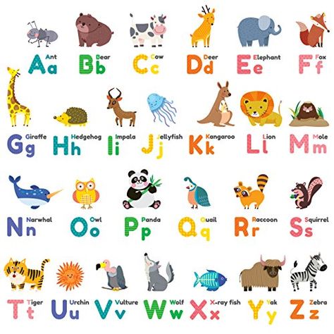 Animal Pictures For Kids, Baby Wall Stickers, Abc Kids, Wall Stickers For Kids, Boy Girl Room, Abc Poster, Alphabet Charts, Alphabet Wall, Stickers For Kids