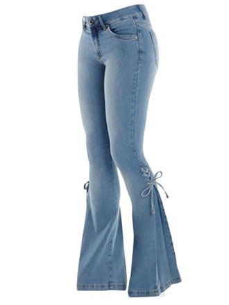 f670ef5d2d6bdf8f29450a970494dd64desc51811282ri Lace Up Trousers, Cowgirl Vintage, Pants Y2k, Bow Boots, Blue Bell, 2000s Fashion Outfits, Boot Cut Denim, Bell Bottom, Jeans Women