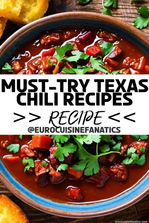 Kickstart your culinary adventure with 10 classic Texas chili recipes that promise bold flavors and unexpected twists—discover which one will become your new favorite!
 #europeancuisine #authentic #european #cuisine #italianfood #frenchfood #greekfood #homecooking #authenticrecipes #recipes Texas Chili Recipe Award Winning, Texas Chili Recipe, Classic Chili Recipe, British Pudding, Classic Chili, Texas Chili, Best Chili Recipe, European Recipes, European Cuisine