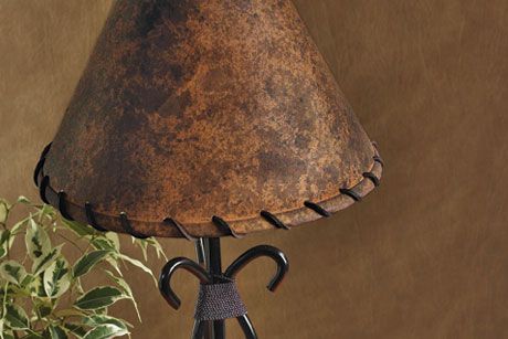 Traditional Leather Painting Technique | FaveCrafts.com Standard Lamp Shades, Western Lamps, Leather Lamp, Luminaria Diy, Spray Paint Projects, Shabby Chic Lamp Shades, Antique Lamp Shades, Wooden Lampshade, Rustic Lamp Shades