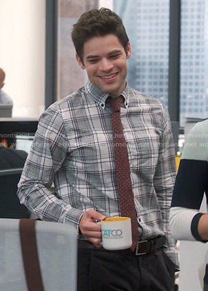 Winn Schott, Supergirl Outfit, Cat Grant, Jeremy Jordan, Gray Plaid Shirt, Thomas Doherty, Shirt And Tie, Super Secret, Dc Comics Characters