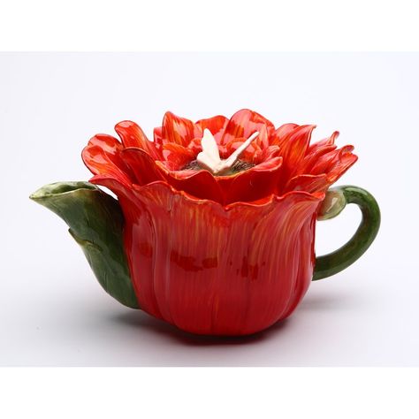 CosmosGifts Gerbera Daisy 0.25-qt. Teapot & Reviews | Wayfair Sunflower Teapot, Ceramic Sunflower, Novelty Teapots, Red Sunflowers, China Tea Sets, Gerbera Daisy, Teapots And Cups, Porcelain China, Porcelain Teapot