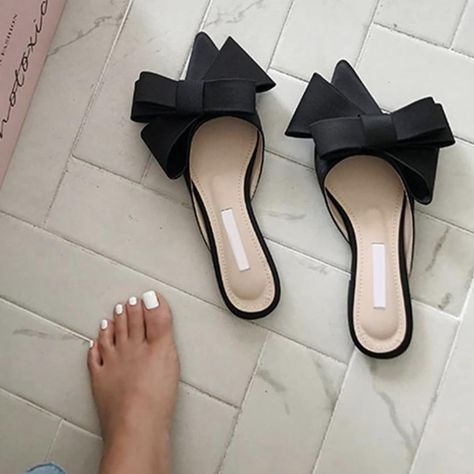 Kasut Wanita, Shoes Korean, Comfortable Slippers, Fur Shoes, Winter Ankle Boots, Flat Slipper, Bow Sandals, Heel Slippers, Bow Flats