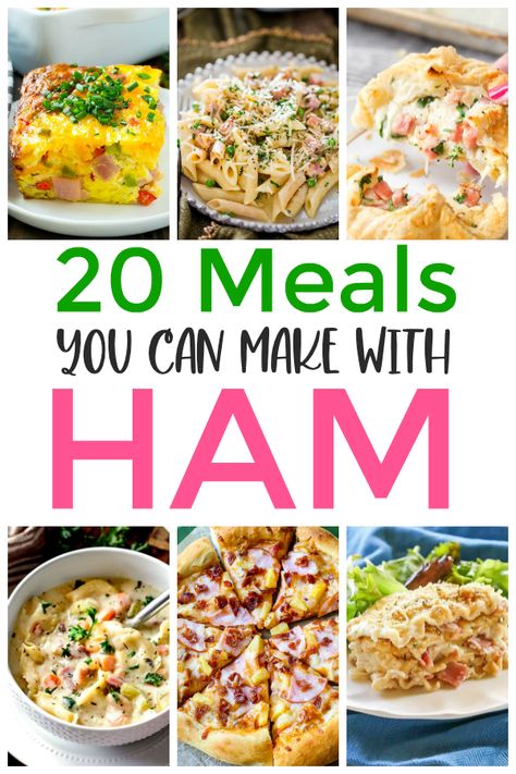 Got a ton of ham in the fridge? Here's 20 meals you can make with leftover ham. Ham Deli Meat Recipes, Ham Freezer Meal Recipes, Meal Prep With Ham, Meals With Ham Steak, Freezer Meals With Ham, Ham Meal Prep, Frozen Ham Recipes, Ham Freezer Meals, Ham Lunch Ideas