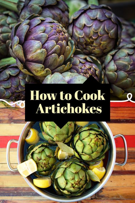 With our two easy methods, you can learn how to cook artichokes by either boiling or steaming them. The key to the perfect steamed or boiled artichokes is carefully removing the prickly leaves. This makes the delicious part of the plant much easier to eat. We’ll also show you how to remove the inedible parts so that you can enjoy the best part of the artichoke: the artichoke heart. Boiling Artichokes, How To Make Artichokes, How To Cook Artichokes, Steam Artichoke, How To Cook Artichoke, How To Make Risotto, Roasted Artichoke, Artichoke Recipes, Artichoke Hearts