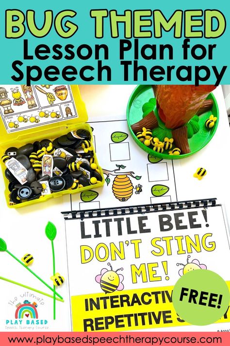 Unearth a world of learning with our preschool bug-themed lesson plan! Boost expressive and receptive language skills through exciting games, catchy songs, and immersive toys, all designed for play-based speech therapy. Click the critters and venture into a fun, educational journey. A fantastic resource for little learners and speech therapists alike! Click to read! Speech Therapy Crafts Preschool, Toddler Speech Therapy Activities, Bugs Lesson Plans For Toddlers, Bug Language Activities Preschool, Speech Therapy Monthly Themes, Insect Songs For Toddlers, Preschool Speech Therapy Activities, Summer Speech Therapy Themes, Insects Language Activities