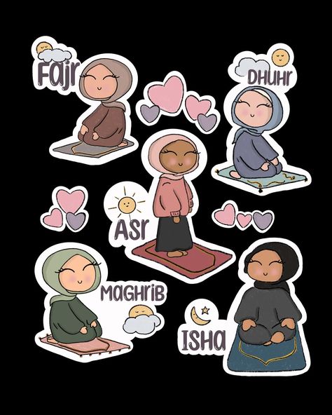 Islam Scrapbook, Hijab Sticker, Sticker On Instagram, Stickers Islamic, Islamic Kids Activities, Estilo Hijab, Journal Inspiration Writing, Sticker Design Inspiration, Islamic Cartoon