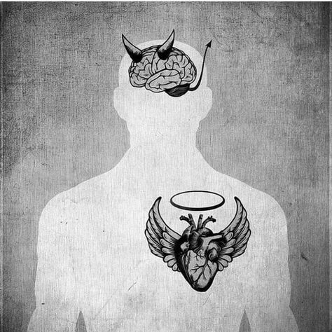 Keeping a devil's mind and Angel's heart balanced is not easy The Minds Journal, Minds Journal, Caption This, The Picture, Human, Art