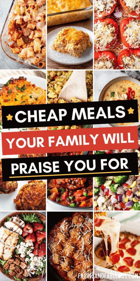 If you're looking for large cheap family meals everyone will absolutely love, I'm sharing my best recipes! These affordable family meals do NOT skimp on flavor. Cheap family casseroles, affordable family soups, dinners for a large family, minimal ingredient meals, and more are all on the menu! Dinners For A Large Family, Casserole Recipes Cheap, Cheap Large Family Meals, Meals Picky Eaters, Affordable Family Meals, Large Family Dinner Ideas, Easy Budget Friendly Meals, Meal Planner Ideas, Family Casseroles