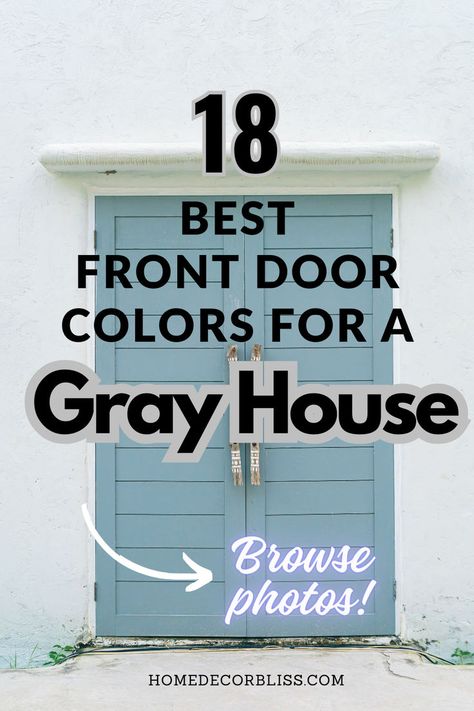 Check out our collection of gray house front door colors! Tell us your favorite one in the comments! House Front Door Colors, Windows Trim, Best Front Door Colors, Gray House, Grey House, Door Colors, House Front Door, House Color, The Portal