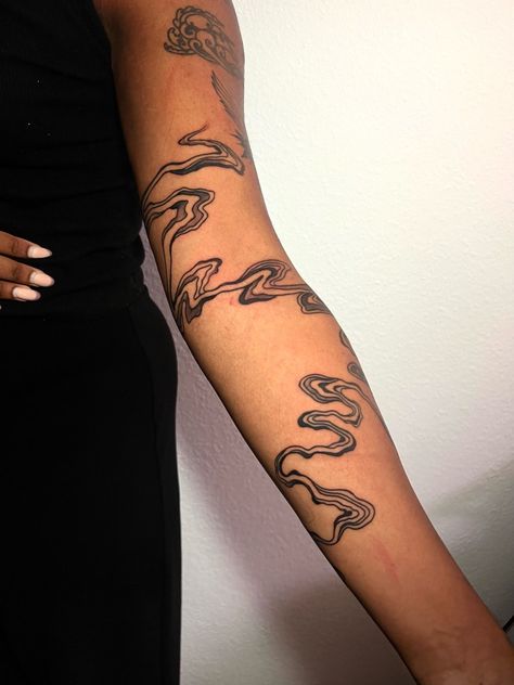 tattoo river abstract fineline sleeveideas Fine Line Tattoo Designs, Flow Tattoo, Line Tattoo Arm, Line Tattoo Designs, River Tattoo, Tato Jari, Fine Line Tattoo, Geniale Tattoos, Classy Tattoos