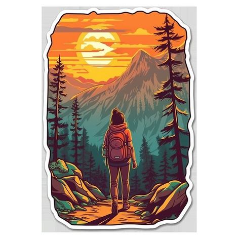 Mountain Wanderlust: Female Hiker Sticker - Vector files Sticker #sticker Stickers #stickers freesticker #freesticker freestickers #freestickers free download sticker #freedownloadsticker 12.103 Hiker Illustration, Hike Illustration, Backpacking Pictures, Hiking Illustration, Explore Illustration, Female Hiker, Adventure Illustration, Wanderlust Stickers, Outdoor Exploration