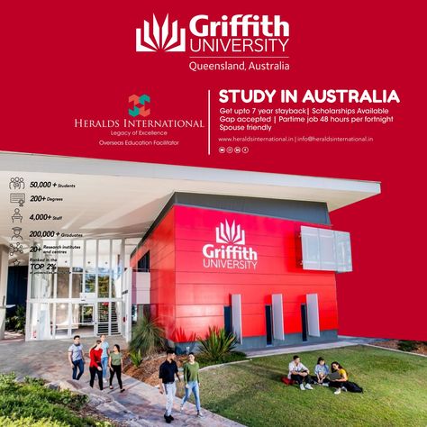 🌏Dreaming of studying in Australia?🎓 Let Heralds International be your compass to Griffith University, where every day brings new discoveries and growth opportunities!🌟 📚Join hands with Heralds International and embark on a transformative journey to success!💼 📞Interested in studying at Griffith University in Australia?📱 Call or DM us at Heralds International now at 9895212599 to get personalized guidance and assistance!☎️ #HeraldsInternational #StudyInAustralia #GriffithUniversityExperienc... University In Australia, Griffith University, Join Hands, Journey To Success, Overseas Education, Research Institute, Queensland, Compass, Every Day