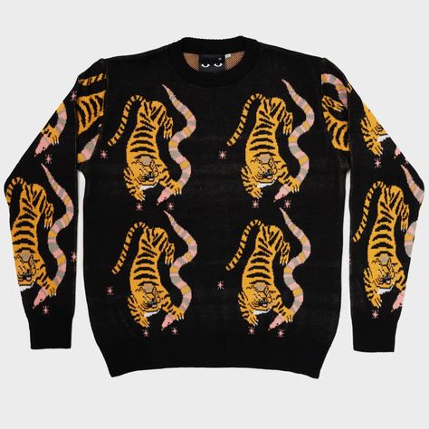 Get ready to unleash your inner wild child because our best-selling sweater is back in action! 🐅🐍🔥 The fierce tiger and sly snake motifs on this sweater make a statement like no other. Embrace the ferocious fashion vibes. 🖤 #TigerAndSnakeSweater #BackInStock Tiger Sweater, Fierce Tiger, Fashion Vibes, Slow Fashion Movement, Snake Design, Wild Child, Children In Need, Black Sweater, Sweater Making