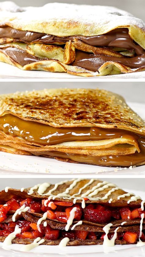 Sweet Crepes, Tasty Videos, Crepe Recipes, Cooking Recipes Desserts, Yummy Food Dessert, Sweet Recipes, Cooking And Baking, Nutella, Food Videos