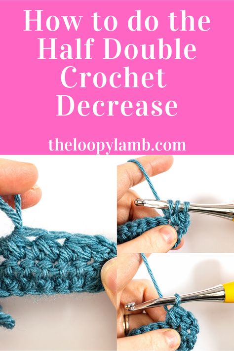 Half Double Crochet Decrease Tutorials, Hdc Decrease Crochet, How To Hdc2tog Crochet, Half Double Crochet 2 Together, Hdc2tog How To, How To Half Double Crochet, How To Decrease In Crochet, Decrease Crochet Stitch, Crochet Decrease Stitch