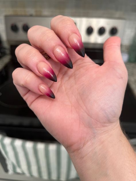 Matte Red Ombre Nails, Red Ombre French Tip Nails, Blood Ombre Nails, Black And Pink Ombré Nails, Black Pink Ombre Nails, Sleep Token Nails, Black Fade Nails, Black Red Ombre Nails, Black And Red French Tip Nails