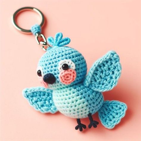 Crochet Bird Amigurumi Keychain Free Pattern (Two Versions) Crochet Bird Keychain Free Pattern, Crochet Bird Keychain, Bird Crochet Pattern Free, Crochet Birds Free Pattern, Bird Amigurumi Free Pattern, Amigurumi Keychain Free Pattern, Crochet Keychain Patterns, Crochet Keyring Free Pattern, Bird Amigurumi