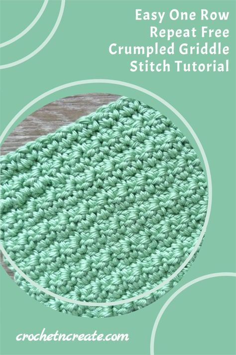 Free crochet stitch tutorial for an easy one row repeat crumpled griddle stitch. #crochetstitchtutorial #crochetstitch No Hole Crochet Stitch, 1 Row Repeat Crochet Patterns, Textured Crochet Stitches In The Round, Solid Crochet Stitches, One Row Repeat Crochet Patterns, Crocheted Stitches, Free Crochet Stitch Patterns, Amanda Crochets, Chunky Yarn Crochet Pattern