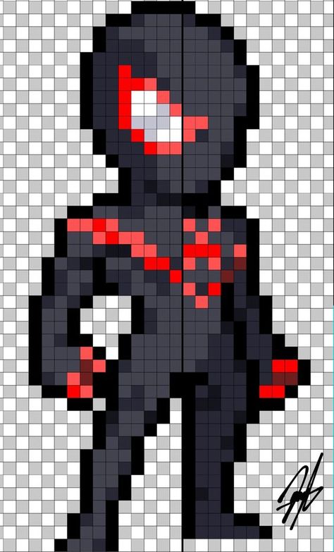 Spiderman Pixel Art, Maths Paper, Pokemon Perler Beads, Walpaper Hello Kitty, Graph Paper Drawings, Black Spiderman, Easy Pixel Art, Pixel Art Grid, Hama Beads Patterns