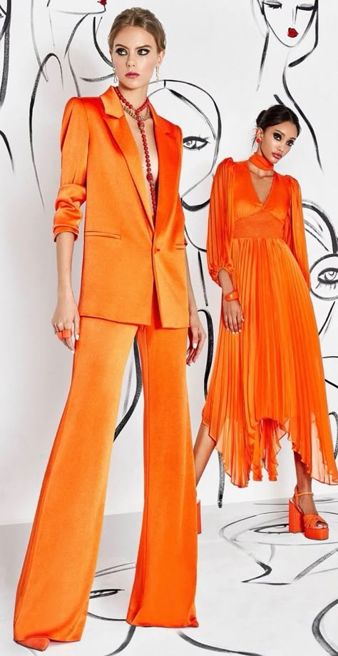 Orange Outfits, Orange Fashion, Looks Style, Mode Inspiration, Fashion Week Spring, Alice Olivia, New York Fashion Week, Color Trends, Look Fashion