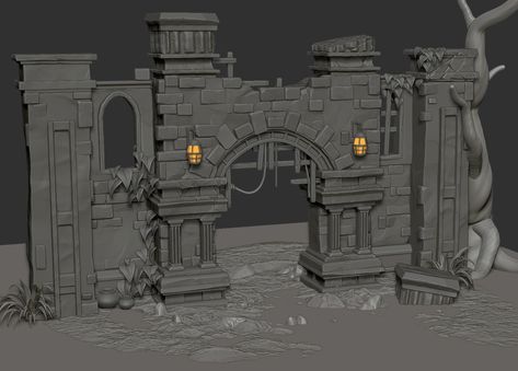 ArtStation - Stylized Gate Speedsculpt Stylized 3d, Castle Doors, Medieval Games, Modern Gate, Castle Gate, Dark Castle, Environment Art, 3d Object, A Concept