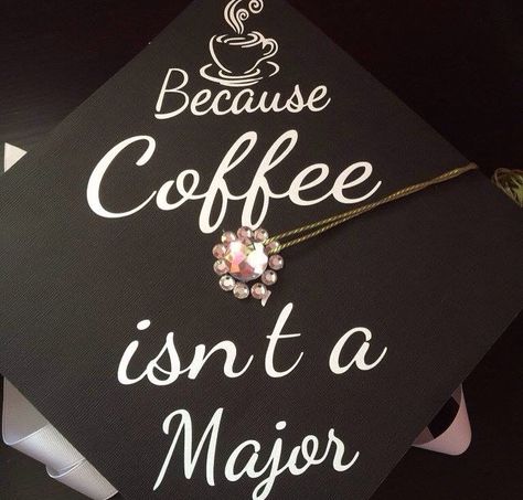 Grad cap for all the days I drank coffee. Degree Cap, Abi Motto, Grad Cap Decorated, Grad Hat, Grad Cap Designs, Cap Ideas, Graduation Cap Designs, Graduation Hat, Graduation Cap Decoration