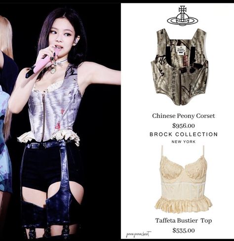 Jennie Fits, Jennie's Outfit, Jennie Body, Jennie Closet, Corset Outfit, Top Bustier, Dress Sketches, Korean Girl Fashion, Pink Outfits