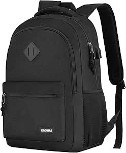 KROSIAS Black Backpack for Men and Women, School Backpack Teens Boys and Girls 15.6 Inch Laptop Bookbag with USB Charger for High School College Work Travel Business College Work, Backpack For Teens, Boys Backpacks, Travel Business, School Backpack, Teen Boy, Cute Relationship Goals, Usb Charger, Laptop Accessories