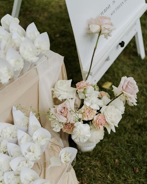 That petal toss moment after you say ‘I do’ is so iconic! We offer petal stations that sit perfectly next to your welcome sign to greet guests as they enter your ceremony space. The cones come in lots of 25- so you can choose how many you think you’ll need! Or maybe you don’t need any cones! You just want a big ol’ basket of delicate petals that guests can grab from- we can do that too! We can clean up the beautiful mess afterwards too 😉 Photography by @anelloweddings ✨ Petal Cones, Petal Toss, Beautiful Mess, Flower Petal, Flower Petals, Future Wedding, Clean Up, Welcome Sign, Instagram Feed