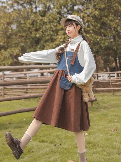 856fc81623da2150ba2210ba1b51d241desc35121597ri Dainty Clothing, Korean Lookbook, Rose Lavillant, Western Costume, Your Adorable, Kawaii Fashion Outfits, Poses References, Corduroy Dress, Mori Girl