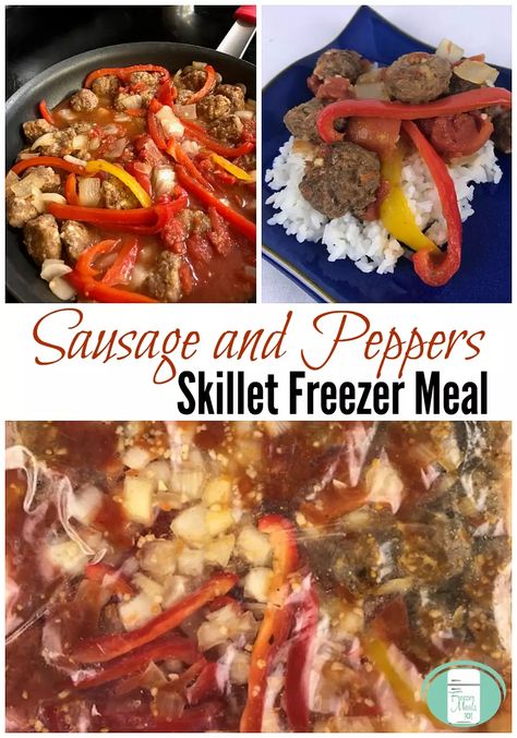 Sausage and Peppers Freezer Meal - Freezer Meals 101 Sausage And Peppers Skillet, Freezable Meals, Healthy Freezer Meals, Freezer Meal Prep, Mild Italian Sausage, Sausage And Peppers, Freezer Meal, Freezer Cooking, Make Ahead Meals