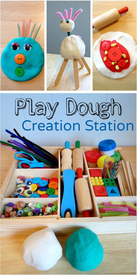 Play Prompts Play Dough Creation Station Play Prompts, Playdough Creations, Dough Ideas, Playdough Activities, Creation Station, Invitation To Play, Messy Play, Toddler Play, Play Dough