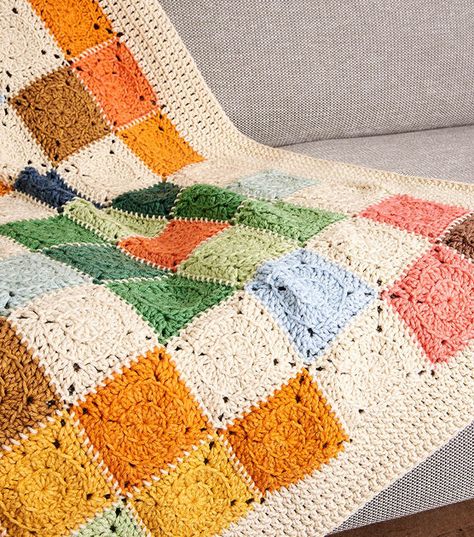 Crochet Country, Crochet Blanket Kit, Colorful Tiles, Country Quilt, Multicolor Crochet, Spring Sewing, Anchor Embroidery, Easter Fabric, Blanket Crochet Pattern