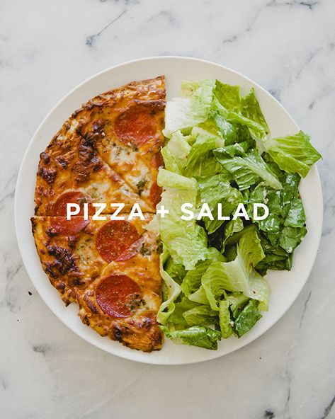 PIZZA + SALAD // The Kitchy Kitchen Pizza And Salad, Kitchy Kitchen, Pizza Salad, California Pizza, Pesto Pizza, Favorite Dinner, Bon Appetite, Yummy Comfort Food, Perfect Together