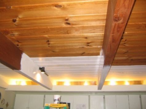 Patience... a how to for painting wood ceilings Painted Wood Ceiling, Ceiling Paint Colors, Painted Wood Floors, Ceiling Materials, Ceiling Painting, Panel Painting, Wood Houses, Ceiling Panel, Wooden Ceiling