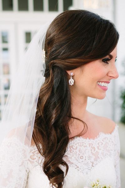 Classic Kansas Country Club Wedding on WeddingWire Flowers In Hair With Veil, Wedding Hairstyles With Veil Updo, Elegant Bridal Hair, Hairstyles With Veil, Partial Updo, Wedding Haircut, Vintage Updo, Unique Wedding Hairstyles, Wedding Hair Half