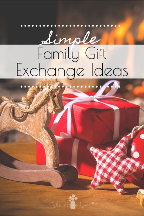 It seems that each year, Christmas gets more and more complicated. More and more things. More and more decor. More and more everything. Bring simple back to Christmas this year with these simple Christmas gift exchange ideas that are perfect for the whole family. #christmasgiftexchangeideas #christmasideas #giftexchange #simpleliving #simplechristmas Family Gift Exchange Ideas, Christmas Present Exchange, Gift Exchange Themes, Kids Gift Exchange, Christmas Gift Exchange Ideas, Gift Exchange Ideas, Family Gift Exchange, Christmas Gift Exchange Games, Holiday Family Gifts