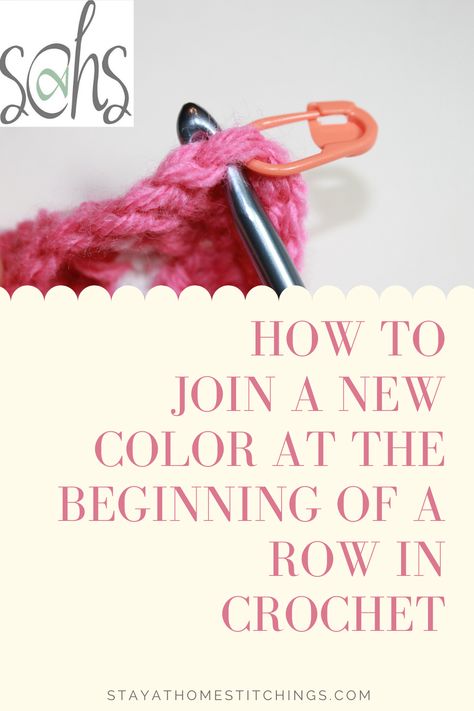 ~How to Join a New Color at the Beginning of a Row in Crochet Photo Tutorial~ #stayathomestitchings #crochet #color #yarn #knit #crosstitch #knitpicks #darngoodyarn #amazon #createforless #yarnspirations #lionbrand #redheart #caron #bernat #createforless Change Colors In Crochet, Crochet Simple, Knit Picks, Photo Tutorial, Tapestry Needle, Learn To Crochet, Yarn Colors, Crochet Yarn, Double Crochet