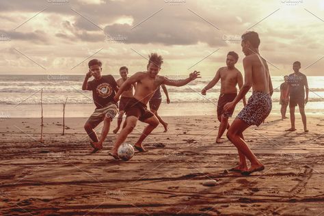 Ad: Men play football on the beach by sergetouch on @creativemarket. Indonesia, Pasut, February 1, 2019. Men play football on the beach at sunset time #creativemarket Beach Football, Messi World Cup, Summer Bash, Sunset Time, Beach At Sunset, Playing Football, Gcse Art, Soccer Games, February 1