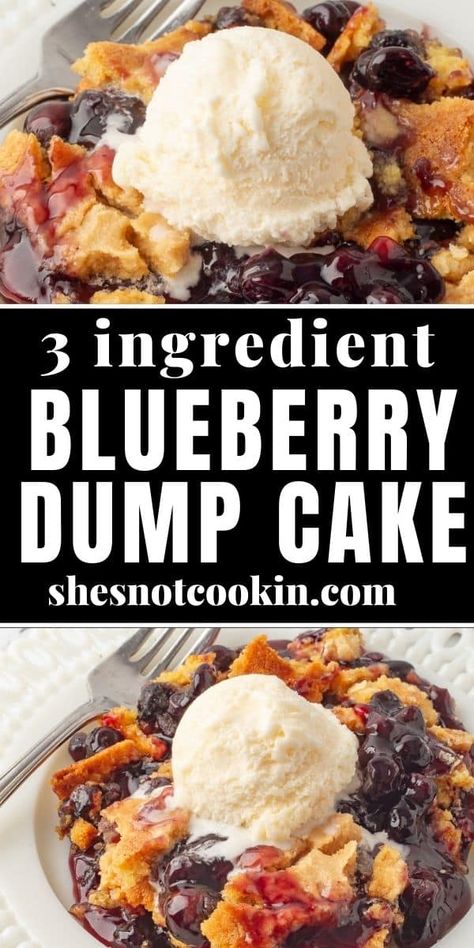 Looking for a ridiculously easy dessert that tastes absolutely amazing? Try our 3-ingredient Blueberry Dump Cake recipe! With just canned blueberry filling, yellow or white cake mix, and butter, you can whip up this delicious treat in a snap. It's a sweet and fruity delight that will impress your friends and family without breaking a sweat in the kitchen. Oatmeal Desserts, Blueberry Dump Cake, Rhubarb Dump Cakes, Blueberry Dump Cake Recipes, Blueberry Dump Cakes, Blueberry Pie Filling, Cake Mixes, Easy Blueberry, Rhubarb Recipes