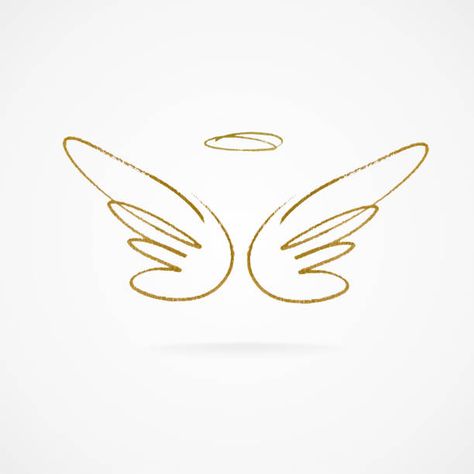 Angel Wing Illustration, Angel Vector Illustration, Wings Line Art, Angel Logo Design Ideas, Line Art Angel, Angels Illustration, Cute Angel, Angel Line Art, Angel Outline Tattoo