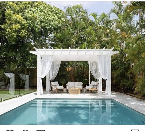 White Pool Cabana Ideas, White Pool Cabana, Small Pool Gazebo, Pool Gazebo Ideas Cabanas Pergolas, White Gazebo Ideas Backyard, Small Pool Cabana Ideas, Cabana Ideas Backyard Poolside, Pool Gazebo Ideas Cabanas, Pool Pergola Ideas Cabanas