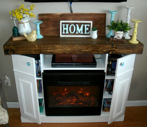 Faux Fireplace With Storage, Mantle With Hidden Storage, Diy Faux Fireplace Mantle, Faux Fireplace Candles, Faux Fireplace Mantle, Fireplace With Storage, Diy Faux Fireplace, Pallet Craft, Diy Fireplace Mantel