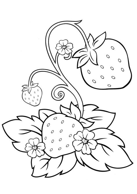 Strawberry Coloring Pages, Strawberry Shortcake Coloring Pages, Native Beading, Strawberry Color, Fruit Coloring Pages, Pola Bordir, Pola Sulam, Cute Strawberry, Flower Coloring Pages